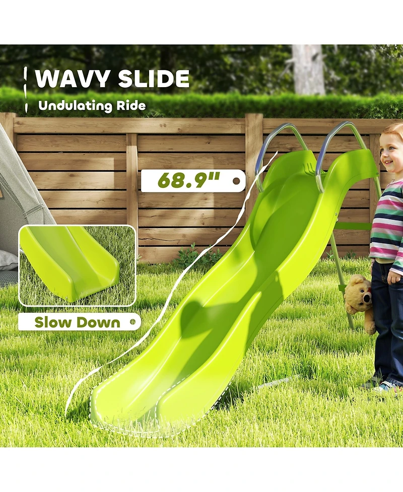 Qaba Outdoor Slide for Kids Ages 3-8, 5.7FT Freesding Wave Slide,