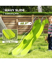 Qaba Outdoor Slide for Kids Ages 3-8, 5.7FT Freesding Wave Slide,
