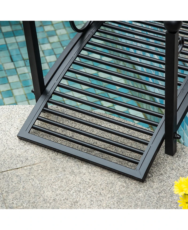 Outsunny Garden Bridge 3.3', Floral Pond Bridge with Safety Railings