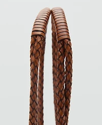 Mango Women's Braided Leather Shoulder Bag