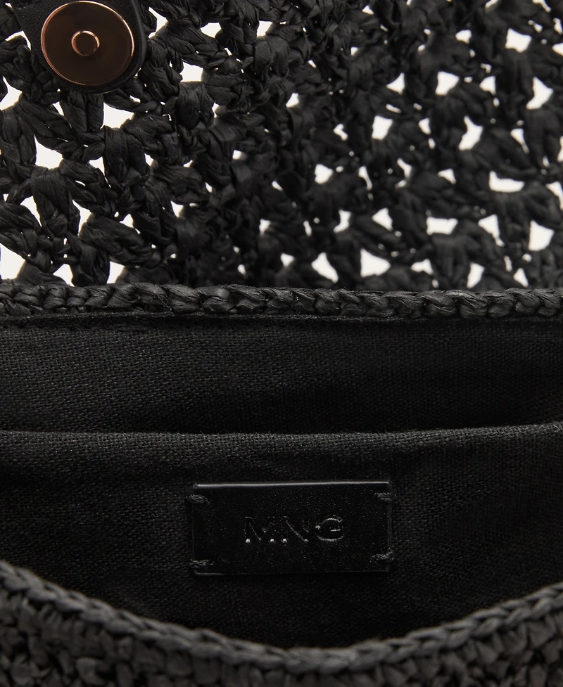 Mango Women's Studs Natural Fiber Shoulder Bag
