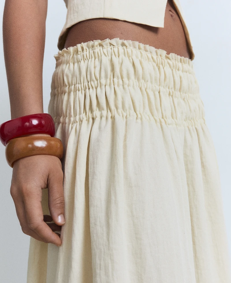 Mango Women's Long Gathered Panel Skirt