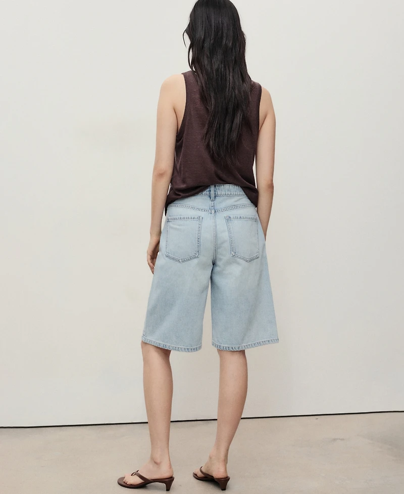Mango Women's Straight-Fit Mid-Rise Denim Shorts