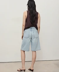 Mango Women's Straight-Fit Mid-Rise Denim Shorts