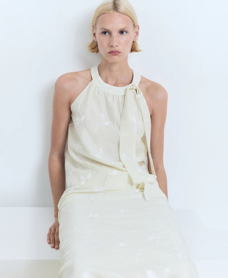 Mango Women's Flowers Midi Skirt