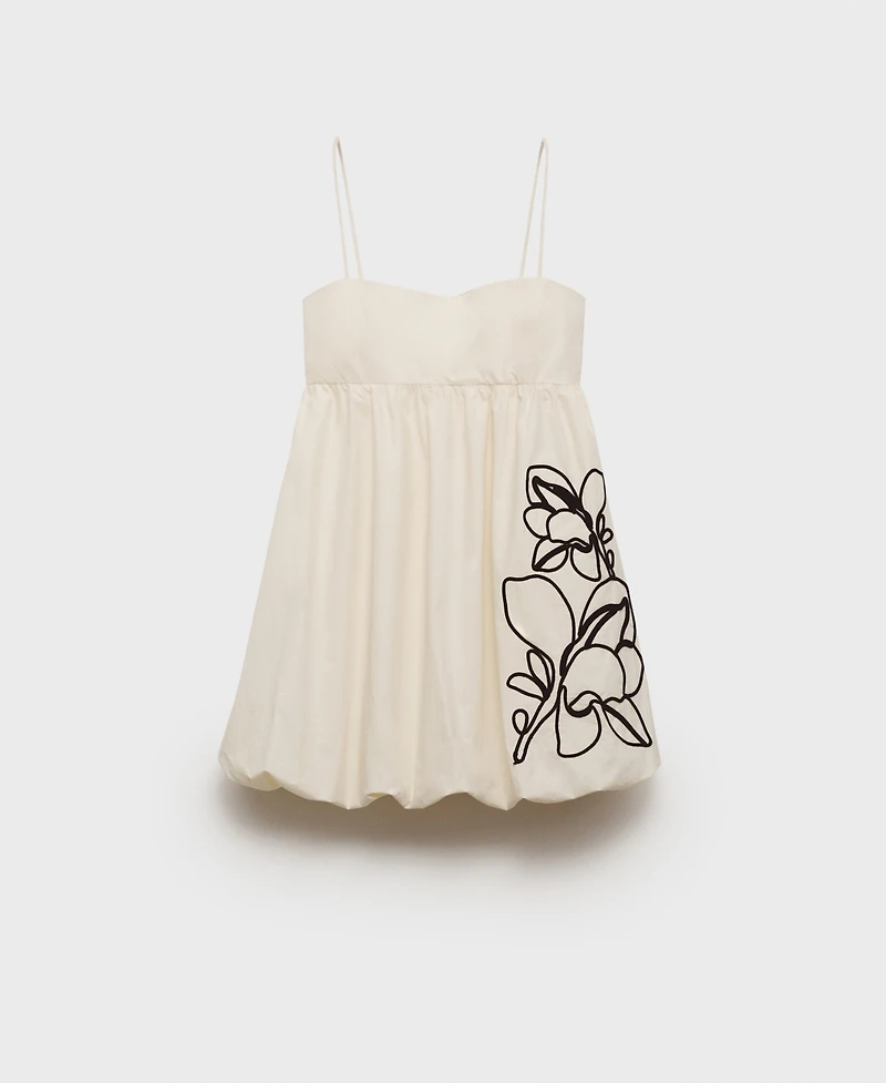 Mango Women's Balloon-Effect Embroidered Dress