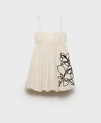 Mango Women's Balloon-Effect Embroidered Dress