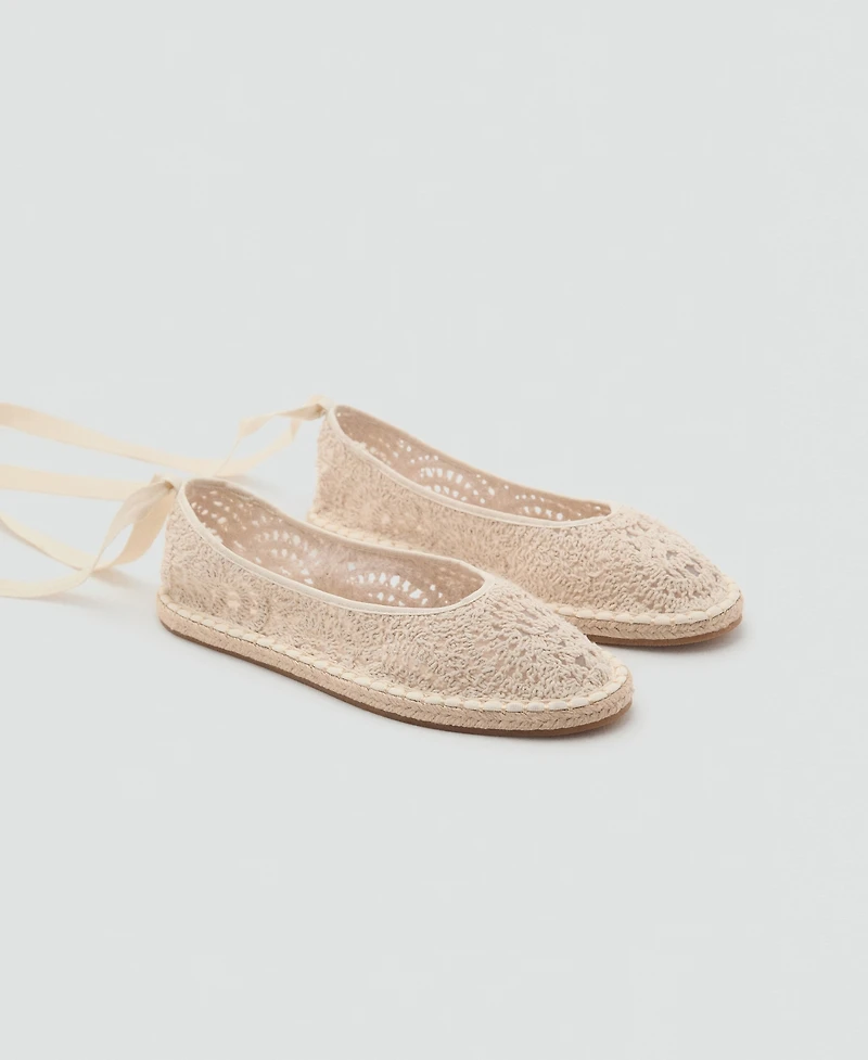 Mango Women's Crochet Ballet Flats