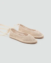 Mango Women's Crochet Ballet Flats