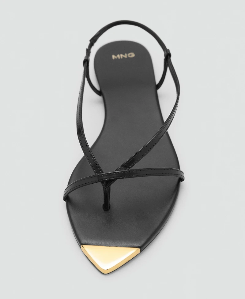 Mango Women's Strap and Contrasting Toe Leather Sandals