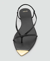 Mango Women's Strap and Contrasting Toe Leather Sandals
