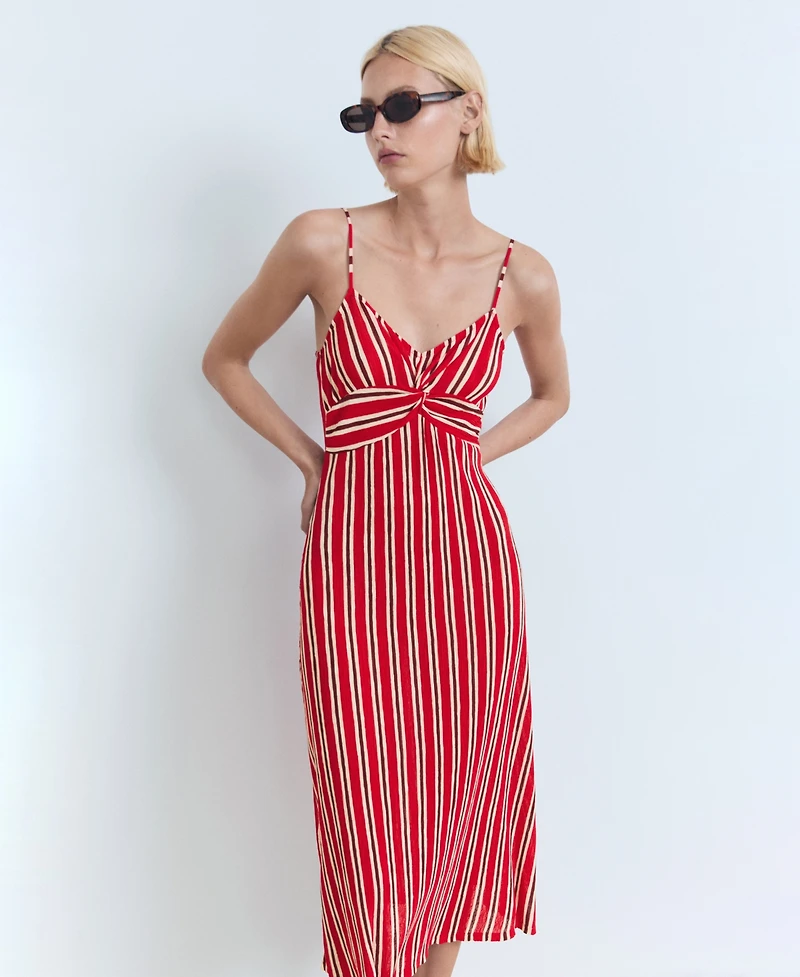Mango Women's Striped Gathered Dress