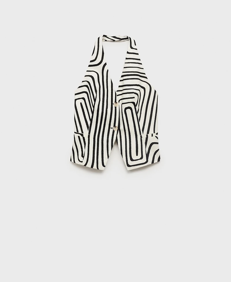 Mango Women's Geometric-Print Linen Vest