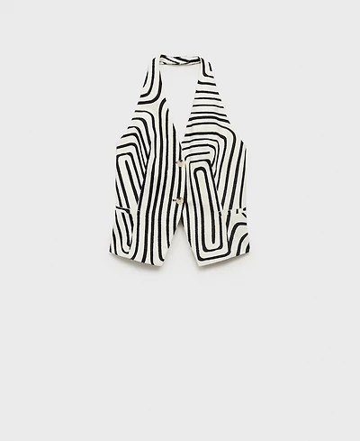 Mango Women's Geometric-Print Linen Vest