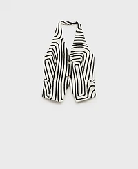 Mango Women's Geometric-Print Linen Vest