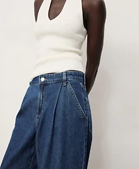 Mango Women's Wide Leg Pleated Jeans