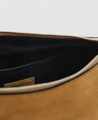 Mango Women's Fringes and Stud Details Suede Bag