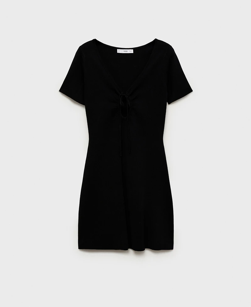 Mango Women's Bow Neckline Knitted Dress