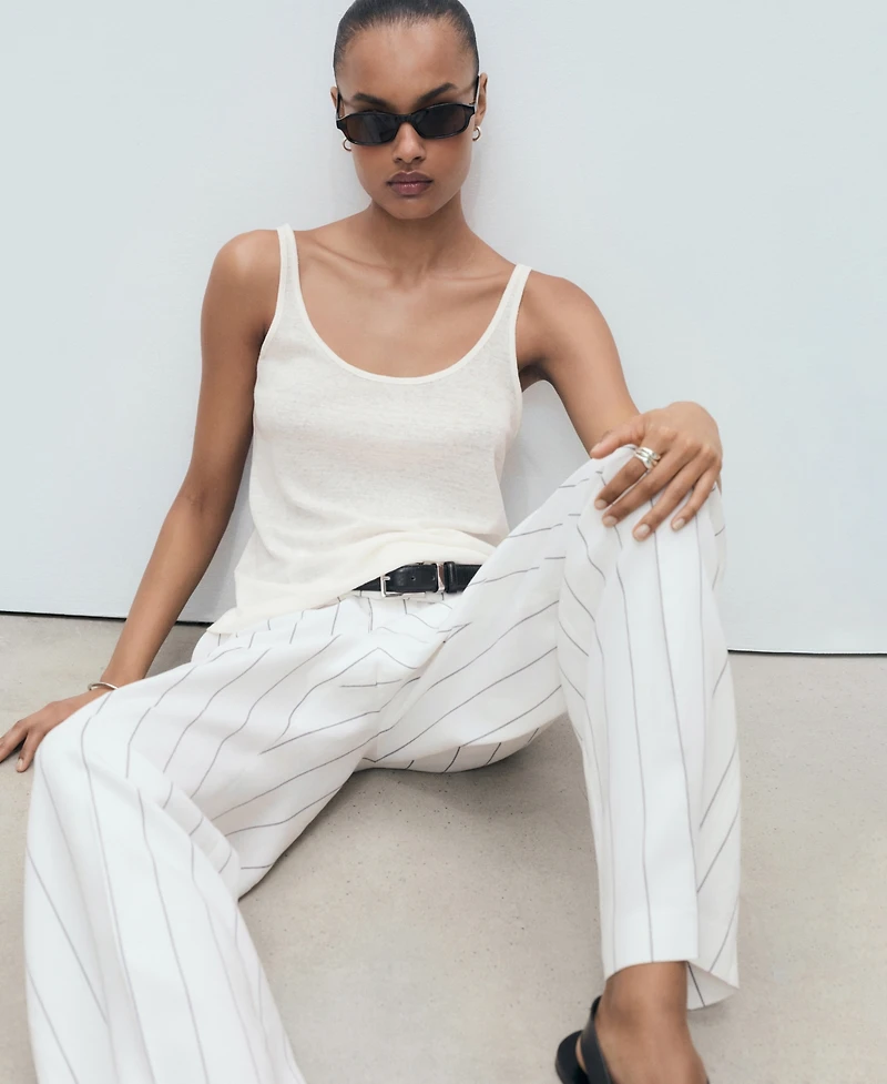 Mango Women's Strappy Linen Top