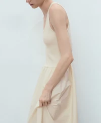 Mango Women's Combined Fabric Flared Dress