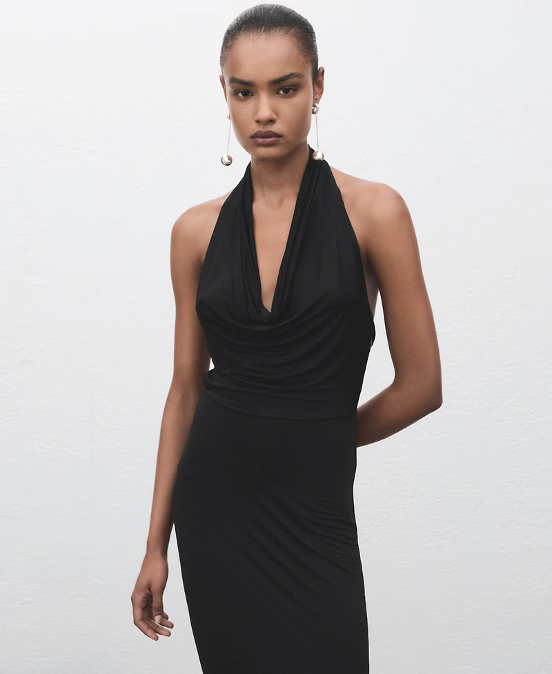 Mango Women's Draped Open-Back Dress