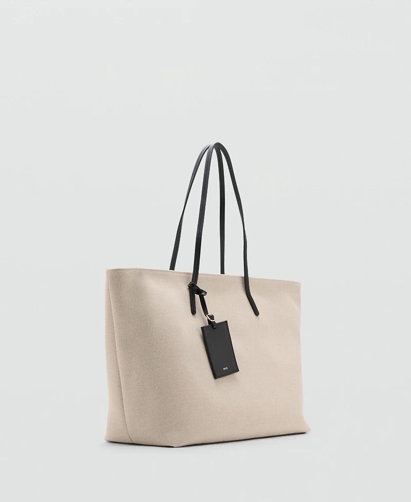 Mango Women's Contrast Canvas Shopper Bag