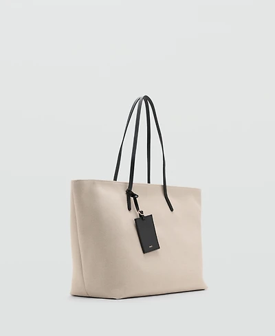 Mango Women's Contrast Canvas Shopper Bag