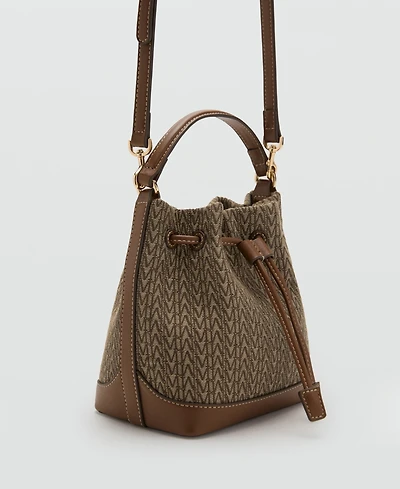 Mango Women's Printed Logo Bucket Bag