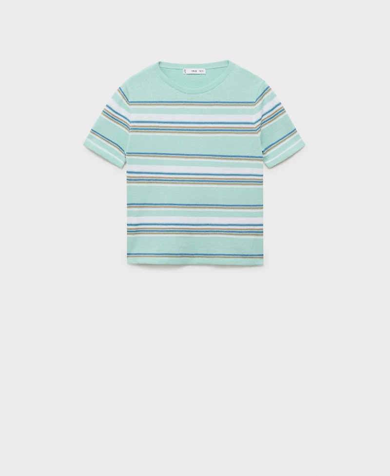 Mango Women's Combined Stripes Short-Sleeved Sweater