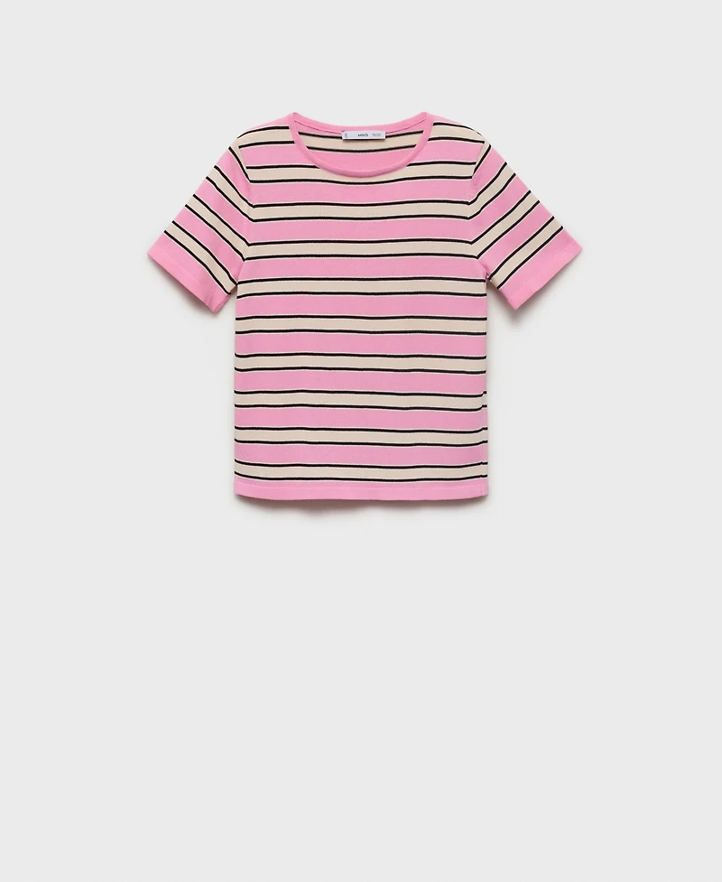 Mango Women's Combined Stripes Short-Sleeved Sweater