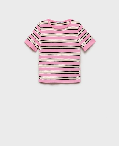 Mango Women's Combined Stripes Short-Sleeved Sweater