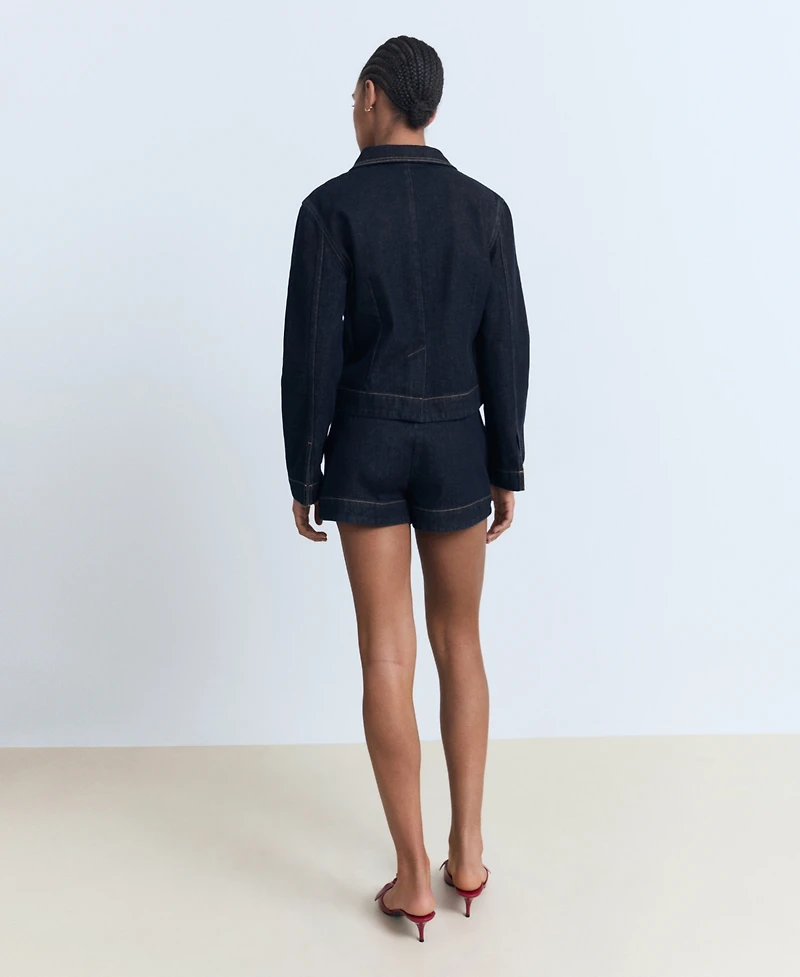 Mango Women's High-Waisted Pocketed Denim Shorts