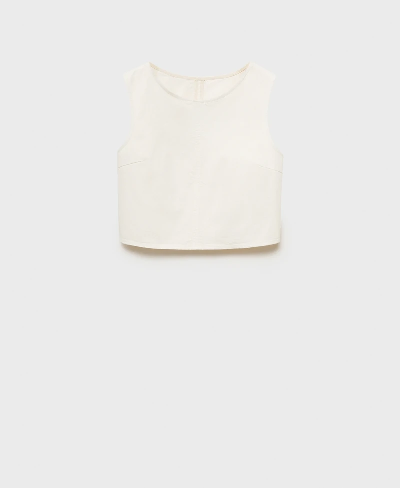Mango Women's Buckle Closure Denim Crop Top