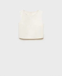 Mango Women's Buckle Closure Denim Crop Top