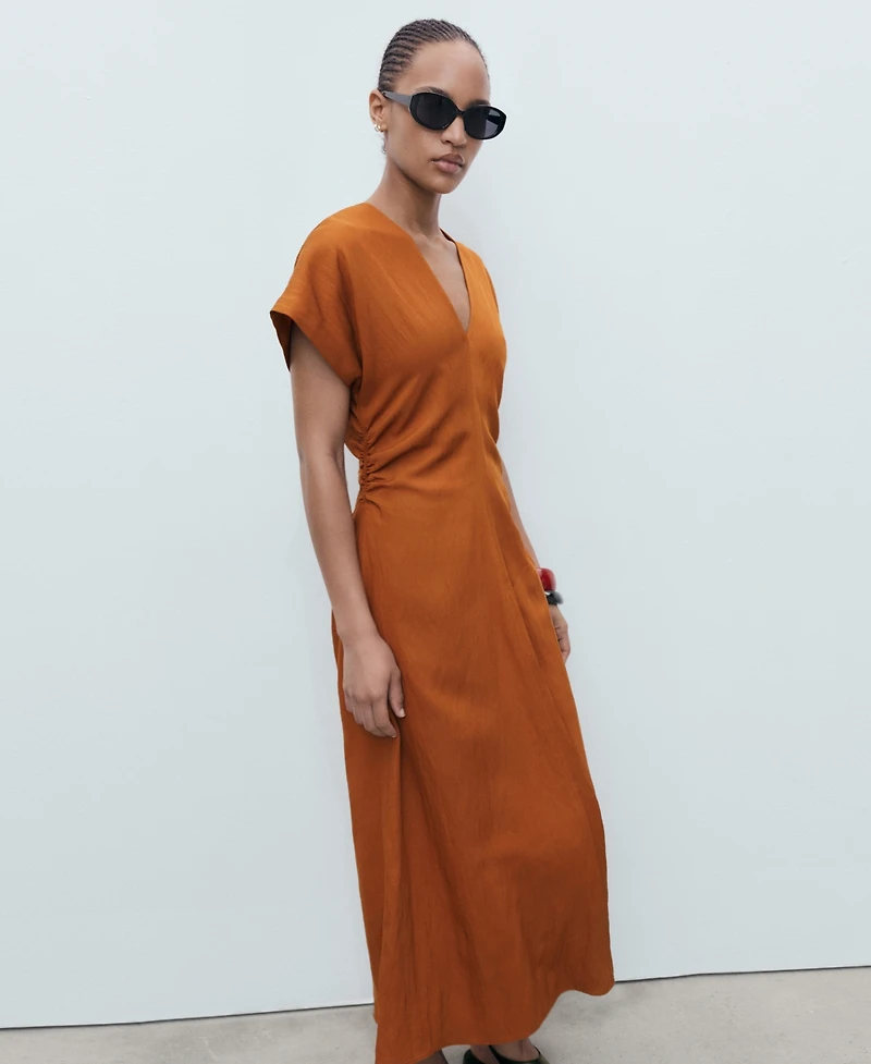 Mango Women's Gathered Waist Midi Dress