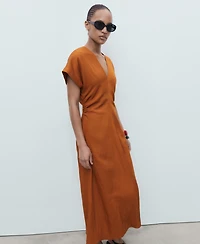 Mango Women's Gathered Waist Midi Dress