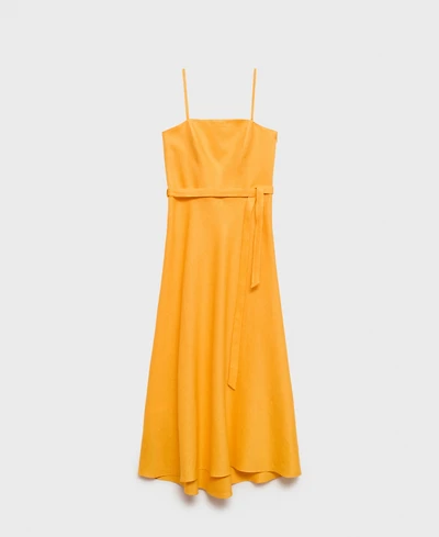 Mango Women's Bow Linen-Blend Dress