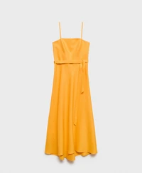 Mango Women's Bow Linen-Blend Dress