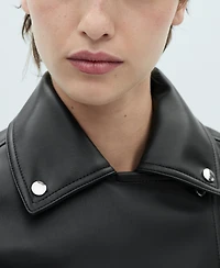 Mango Women's Leather-Effect Biker Jacket