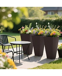 Outsunny Set of 3 Tall Planters, Indoor and Outdoor Flower Pot Set