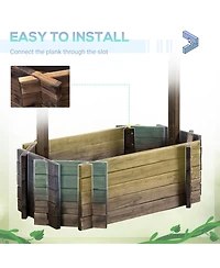 Outsunny Wooden Wishing Well Raised Garden Bed, Flower Planter,