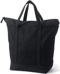 Lands' End School Uniform Large Solid Color 5 Pocket Zip Top Canvas Tote Bag
