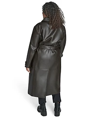 Calvin Klein Plus Size Belted Faux Leather Trench Coat