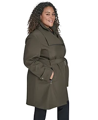 Calvin Klein Plus Size Belted Long-Sleeve Wrap Coat, Created for Macy's