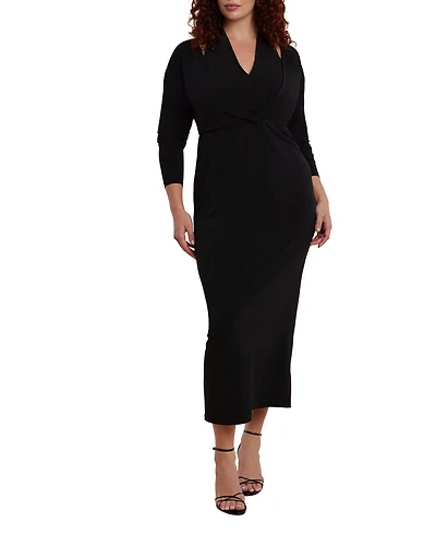 Eloquii Women's Maxi Dress With Halter Layer