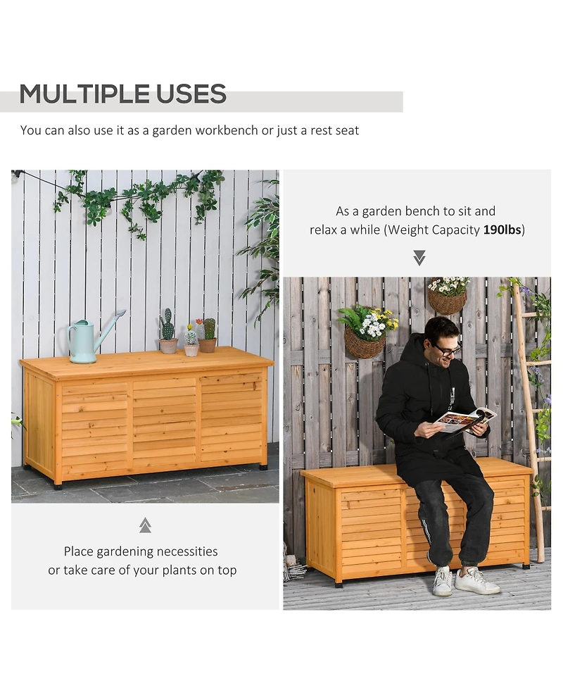Outsunny 50" x 22" Woden Outdoor Storage Deck Box with Large Open Space,