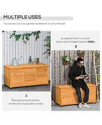 Outsunny 50" x 22" Woden Outdoor Storage Deck Box with Large Open Space,