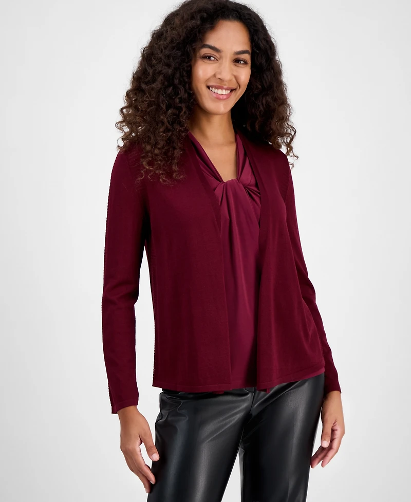 Kasper Women's Stitch-Trim A-Line Open-Front Jacket