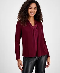 Kasper Women's Stitch-Trim A-Line Open-Front Jacket