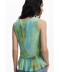 Desigual Women's Ruffled pleated blouse